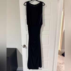 Laundry by Shelli Segal Black Beaded Ruched Dress Size 10